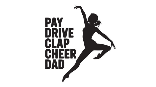 Silhouette of a female dancer in mid-air illustration on white background for dance studio promotions and event flyers