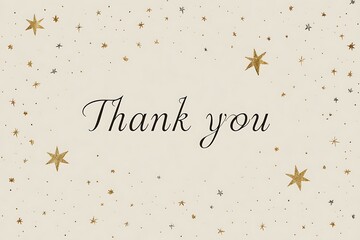An elegant thank you card featuring sparkling gold stars on a warm cream background, conveying gratitude and appreciation.