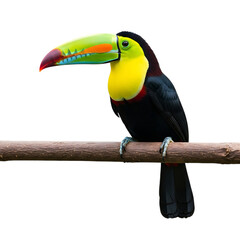 Obraz premium Keel-billed Toucan, with vibrant beak colors, cutout, PNG isolated on white or transparent background