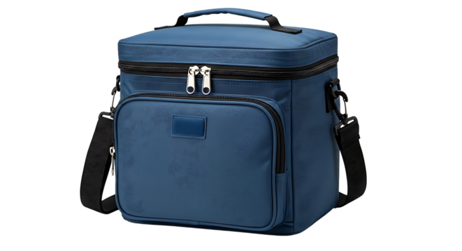 Blue insulated lunch bag, designed to keep your meals fresh and cool, ideal for work, school, or outdoor adventures