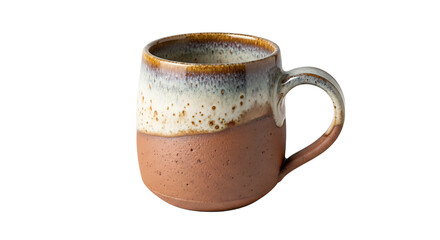 Rustic ceramic mug, showcasing its unique glaze and earthy tones, perfect for enjoying a warm beverage in style