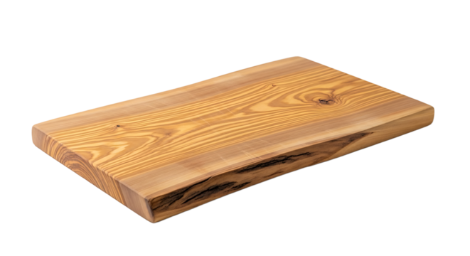 Rustic wooden cutting board, showcasing natural wood grain and texture for food preparation and serving purposes