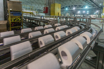 A toilet paper factory workshop.