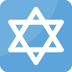 White Star of David Symbol On A Light Blue Square Background With Subtle Diagonal Shadows And Highlights Represents Judaism And Jewish Culture