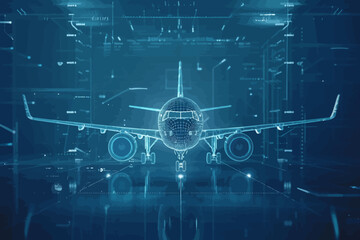 Futuristic 3D Airplane Wireframe Design