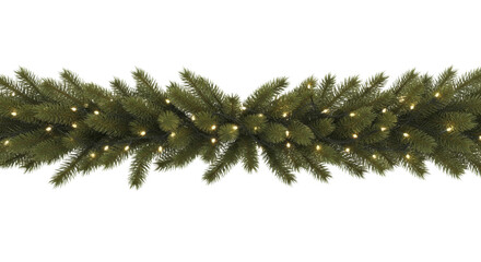  Festive green fir garland with glowing lights transparent PNG image holiday decoration PNG file