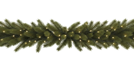  Festive green fir garland with glowing lights transparent PNG image holiday decoration PNG file