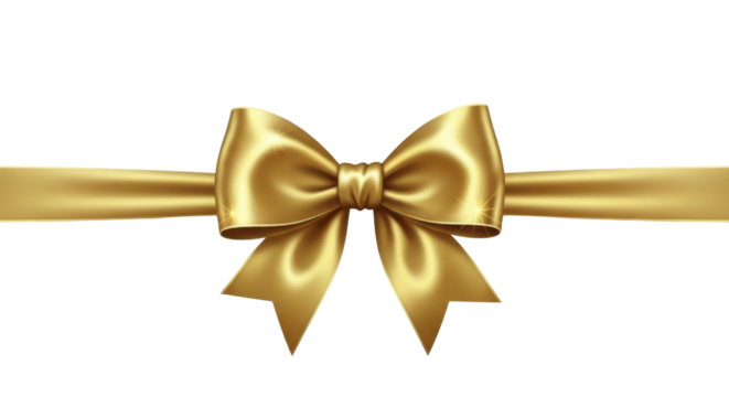  Elegant golden ribbon bow for new year celebration PNG file on a transparent background