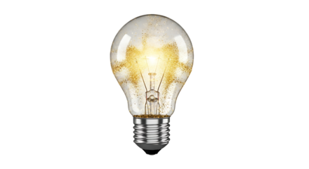 Illuminated light bulb, radiating golden light, symbolizing innovation, creativity, and energyefficient solutions for a brighter future