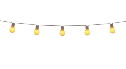 Glowing yellow string lights on a transparent background PNG image for New Year celebration festive decor