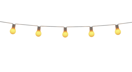  Glowing yellow string lights on a transparent background PNG image for New Year celebration festive decor