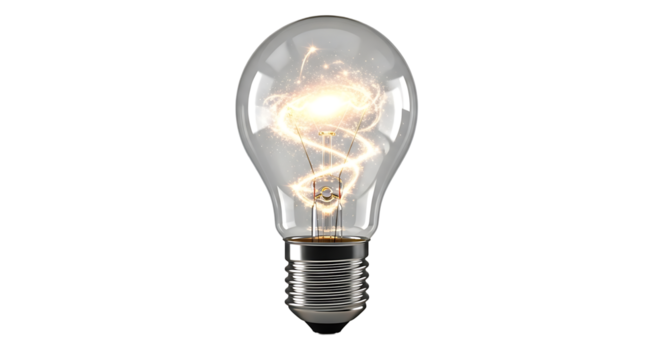 Light bulb with lightning inside concept of innovation and creativity to solve problems and generate new ideas