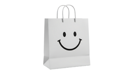 White paper bag with a smiley face