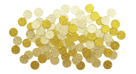  Golden Glitter Confetti Circles New Year Celebration Festive Decor on a transparent background, PNG image, PNG file