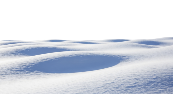  Winter season undulating snowscape with soft shadows on a transparent background PNG image