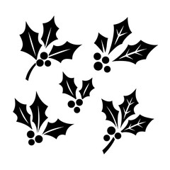 Black and White Holly Leaves and Berries Vector Illustration

 

 
