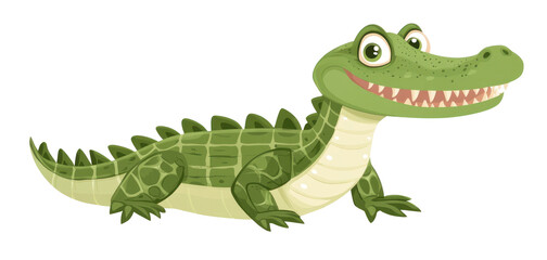 Obraz premium PNG Illustration of Caiman children's crocodile reptile.