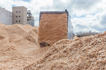 A wood raw material warehouse for paper production.