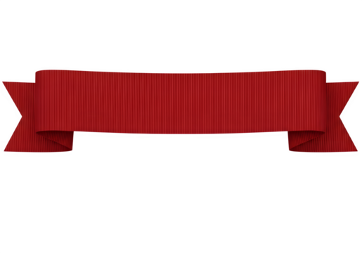 Title: Straight Red Grosgrain Ribbon Banner Isolated on Transparent Background PNG – Decorative Design Element