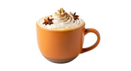 Pumpkin spice latte with whipped cream and star anise a cozy and comforting autumn beverage for a chilly day