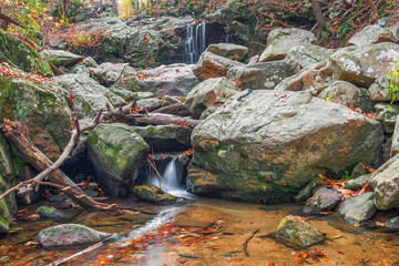 Cascade Falls in a fall season in Patapsco Valley State Park. Maryland