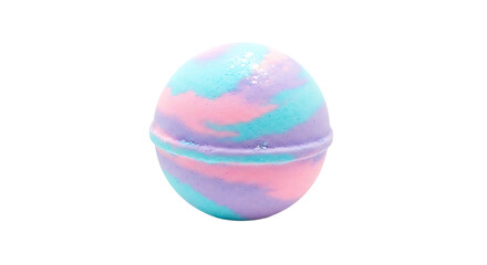 Obraz premium Colorful bath bomb, offering a fragrant and fizzy spa experience, softening skin, and creating a relaxing and aromatic bath time