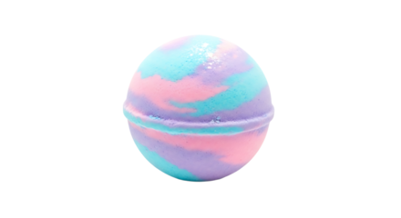 Colorful bath bomb, offering a fragrant and fizzy spa experience, softening skin, and creating a relaxing and aromatic bath time