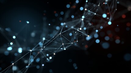 Dynamic digital network connecting glowing nodes in abstract dark space, representing global data flow and complex technology concepts.