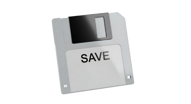 Floppy disk with the word save
