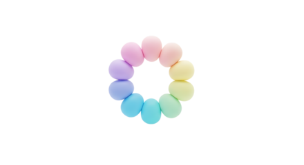 Pastel easter eggs arranged in a circle, symbolizing springtime, celebration, and new beginnings, perfect for festive designs