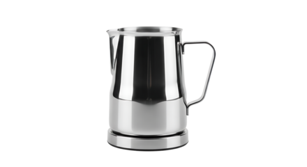 Stainless steel milk frothing pitcher, perfect for creating latte art and enjoying delicious coffee at home or in a cafe