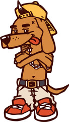 DOG MASCOT WITH HAT AND CHAIN