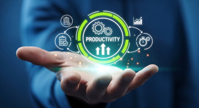 Productivity Efficiency Business Optimization Management Hand Digital Copy Space