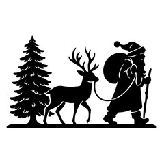  

Santa Claus and Reindeer Silhouette in Winter Forest Vector Illustration

 

 
