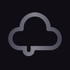 Outline of a cloud icon with a metallic sheen symbol