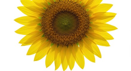 Fototapeta premium Vibrant yellow sunflower head isolated on a clean white background, showcasing the large bloom and natural summer radiance ,seed, crisp, yellow