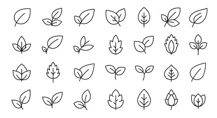 Minimalist Black and White Forest Animals and Nature Elements Set