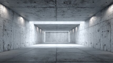 Minimalist architectural shot of a modern concrete interior. Clean lines and light create a sense of space. Ideal for design inspiration and urban exploration.