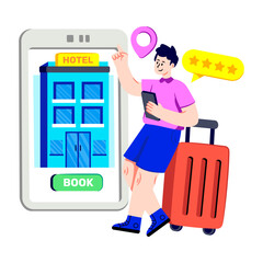 An illustration design of mobile hotel booking