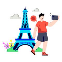 Modern design illustration of taking selfie