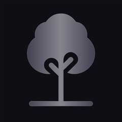 Stylized Tree Icon with Gradient on Dark Background