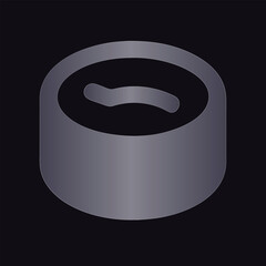 Sushi roll icon with seaweed and rice on dark background Keywords: sushi, roll, food, icon