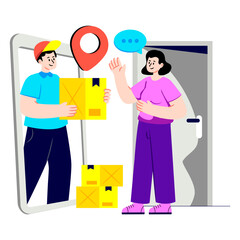 A unique design illustration of parcel delivery