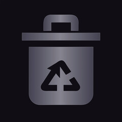 Trash can icon with recycling symbol recycle