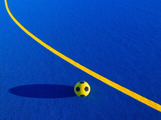 Soccer ball and dividing lines on the field. Football. Active sports. Team sports. Stadium...