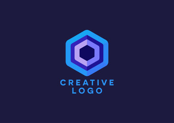 A modern and sleek creative logo design featuring a hexagonal geometric shape, conveying innovation and professionalism for branding purposes and corporate identity.