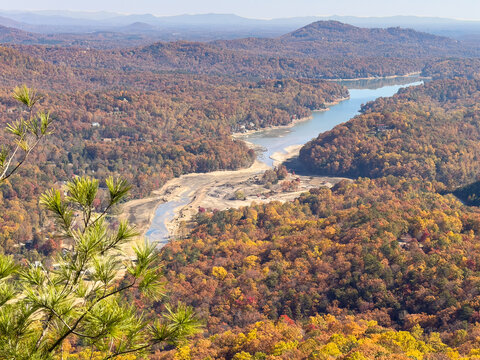Lake Lure in the fall recovering from Hurricane Helene