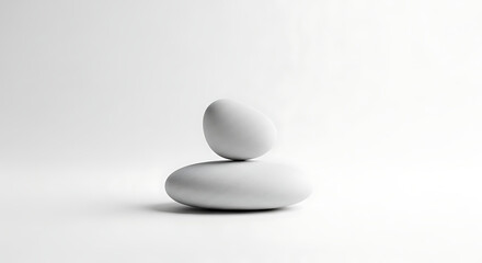 Balanced Stones Serene Composition of Smooth, White Rocks. Minimalist Still Life for Relaxation and Calm