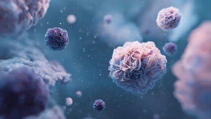 Vibrant Microscopic Organic Structures in a Blue-Purple Environment