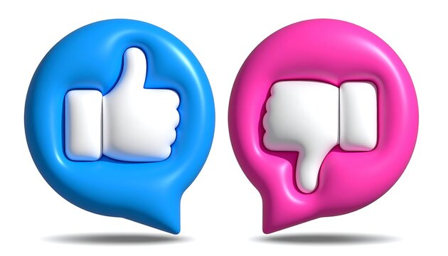 Thumbs Up and Thumbs Down Icons - Expressing Agreement and Disagreement.